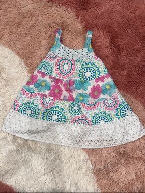Penelope Mack White Dress with Pink and Teal Floral Print